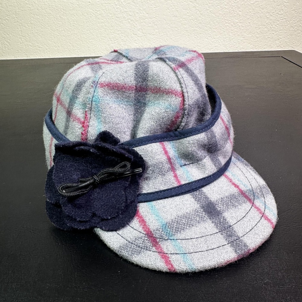 Stormy Kromer SK Petal Pusher Cap Women 7 1/4 Winter Gray Wool Floral Cabin